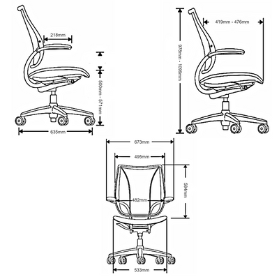 Dimensions for Humanscale Office Liberty® Task Chair