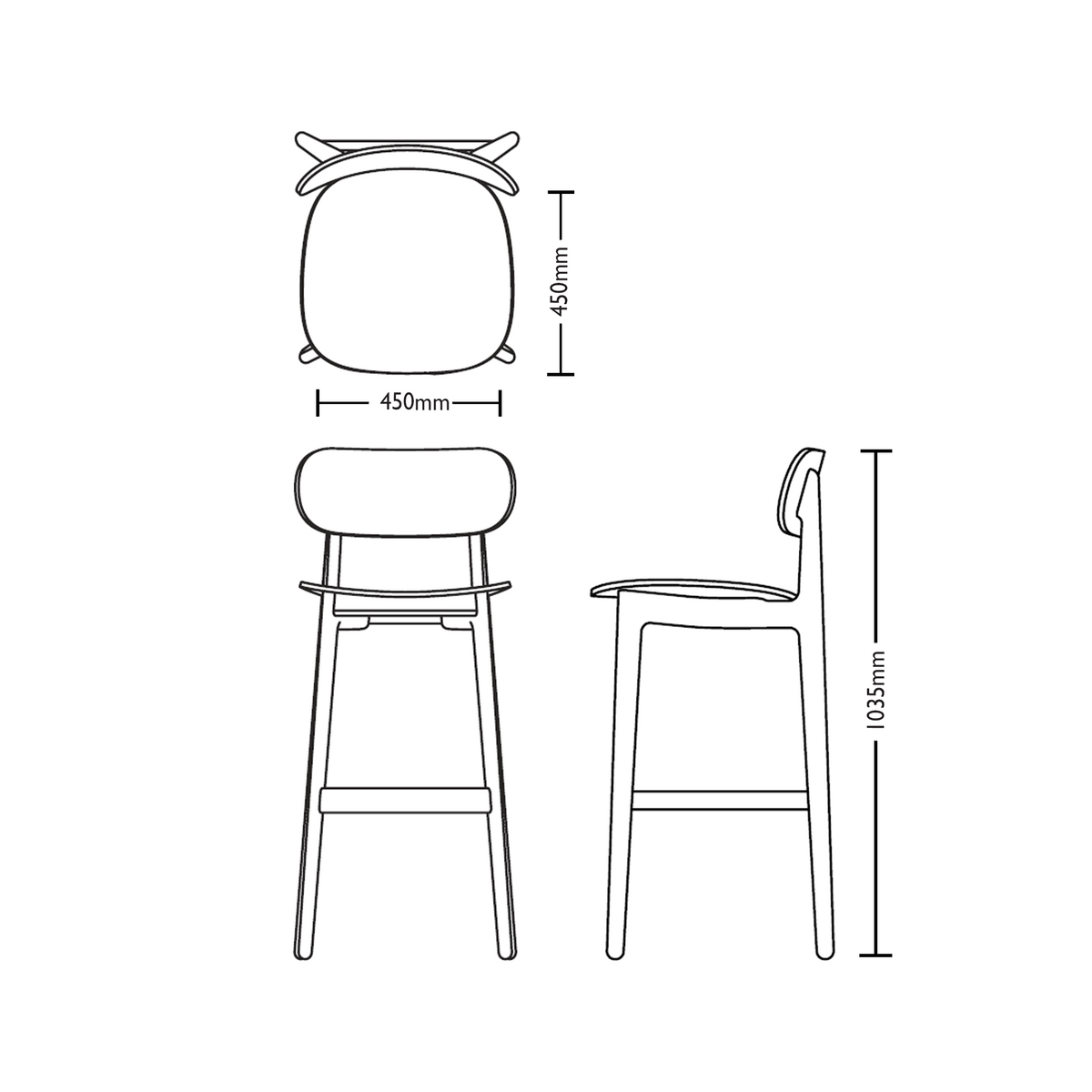 Dimensions for Modus Office PLC Bar Stool