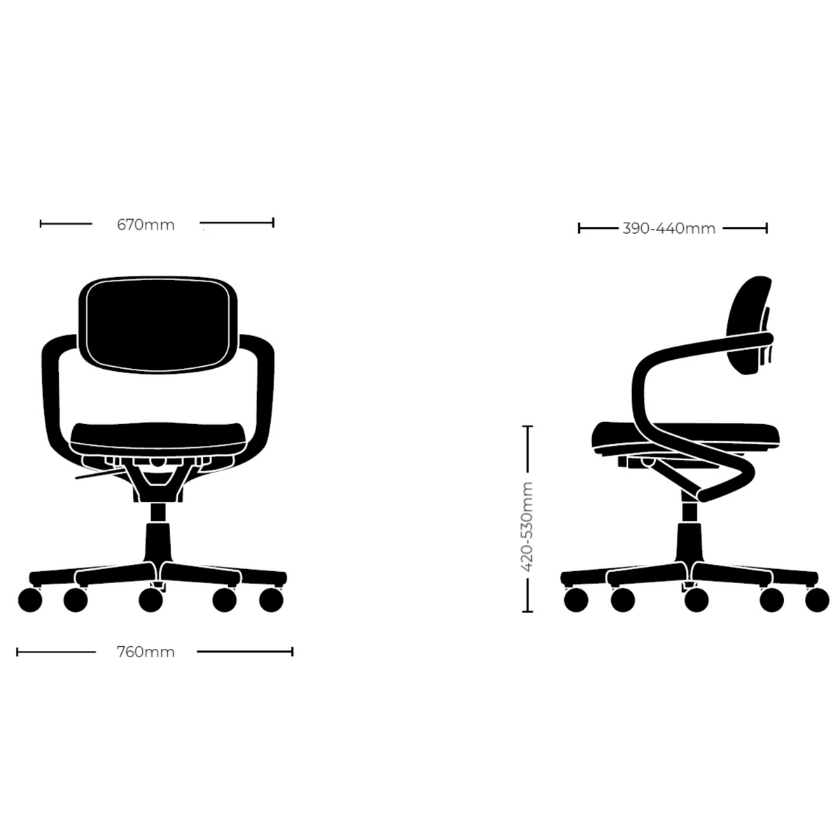 Dimensions for Vitra Office Allstar Office Task Chair