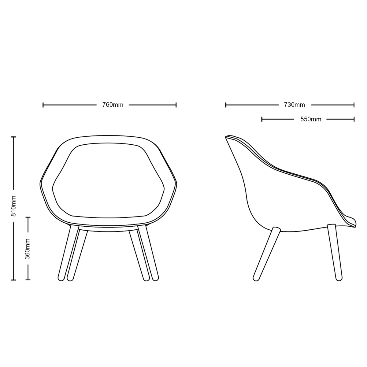 Dimensions for HAY About A Lounge Chair AAL 82