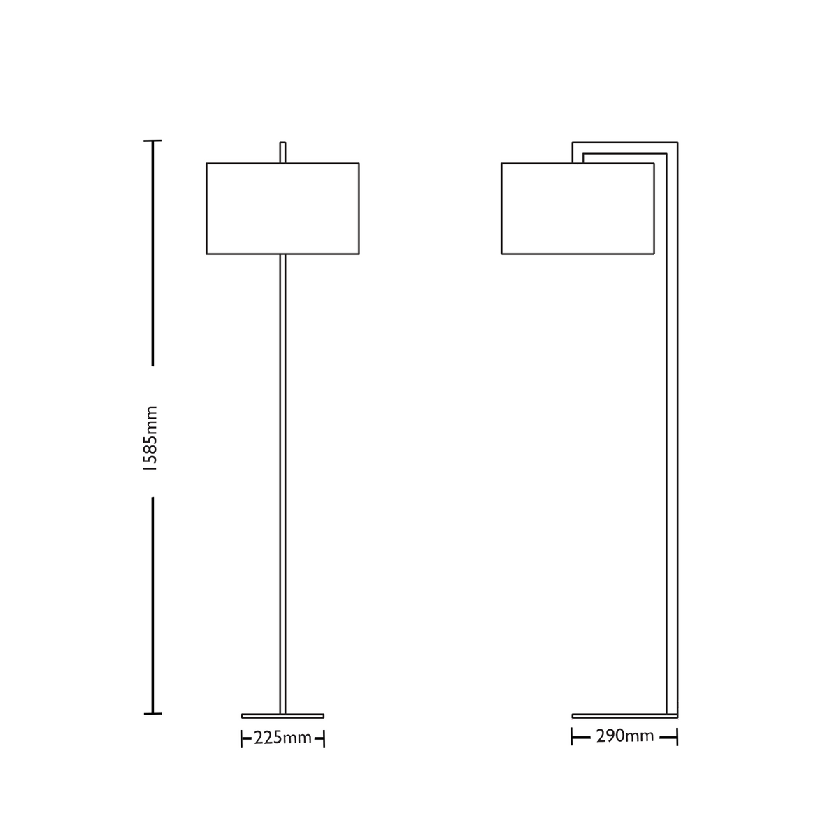 Dimensions for Astro Lighting Office Ravello Floor Lamp