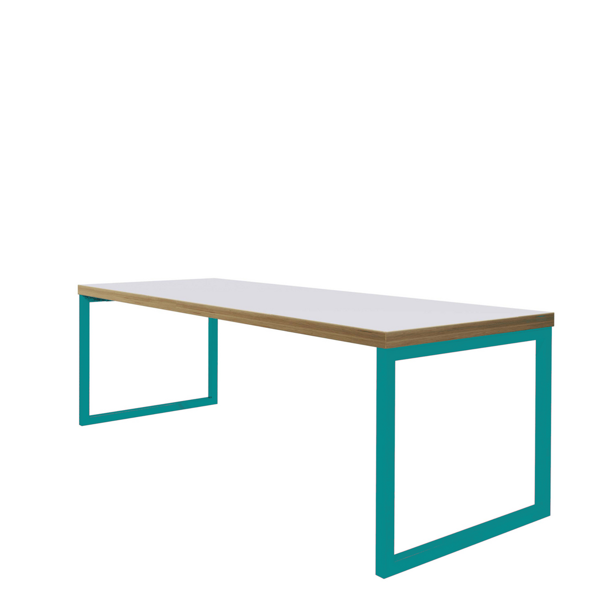 ORN Axiom Café Bench Table White with Turquoise Blue 5018 Frame