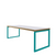 ORN Axiom Café Bench Table White with Turquoise Blue 5018 Frame