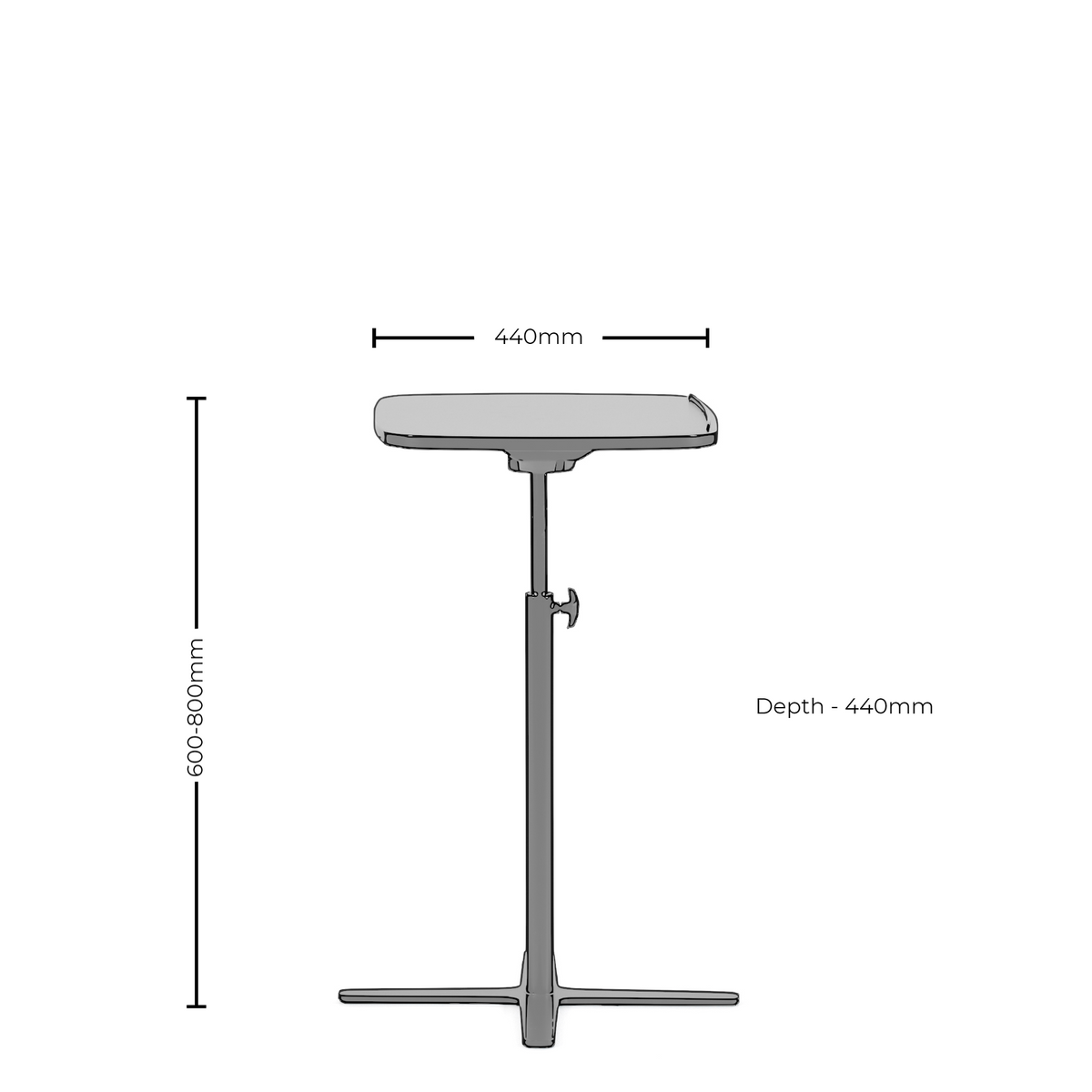 Dimensions for Johanson Design Black Cross Laptop Table