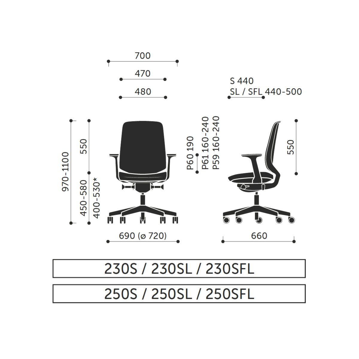 Dimensions for Spacestor LightUp Office Task Chair Upholstered