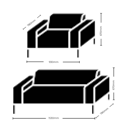 Dimensions for Hitch Mylius HM18 Origin Two Seat Sofa Black Legs
