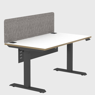 Elite Electric Sit Stand Desk Single Black Base White Plywood