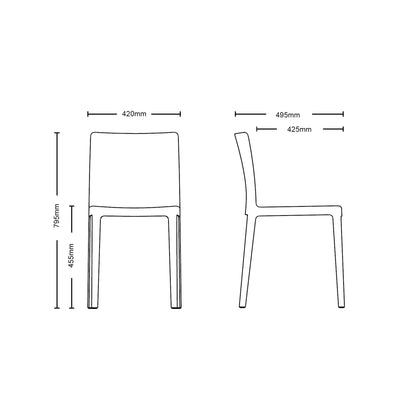 Dimensions for HAY Office Pair of Élémentaire Chairs