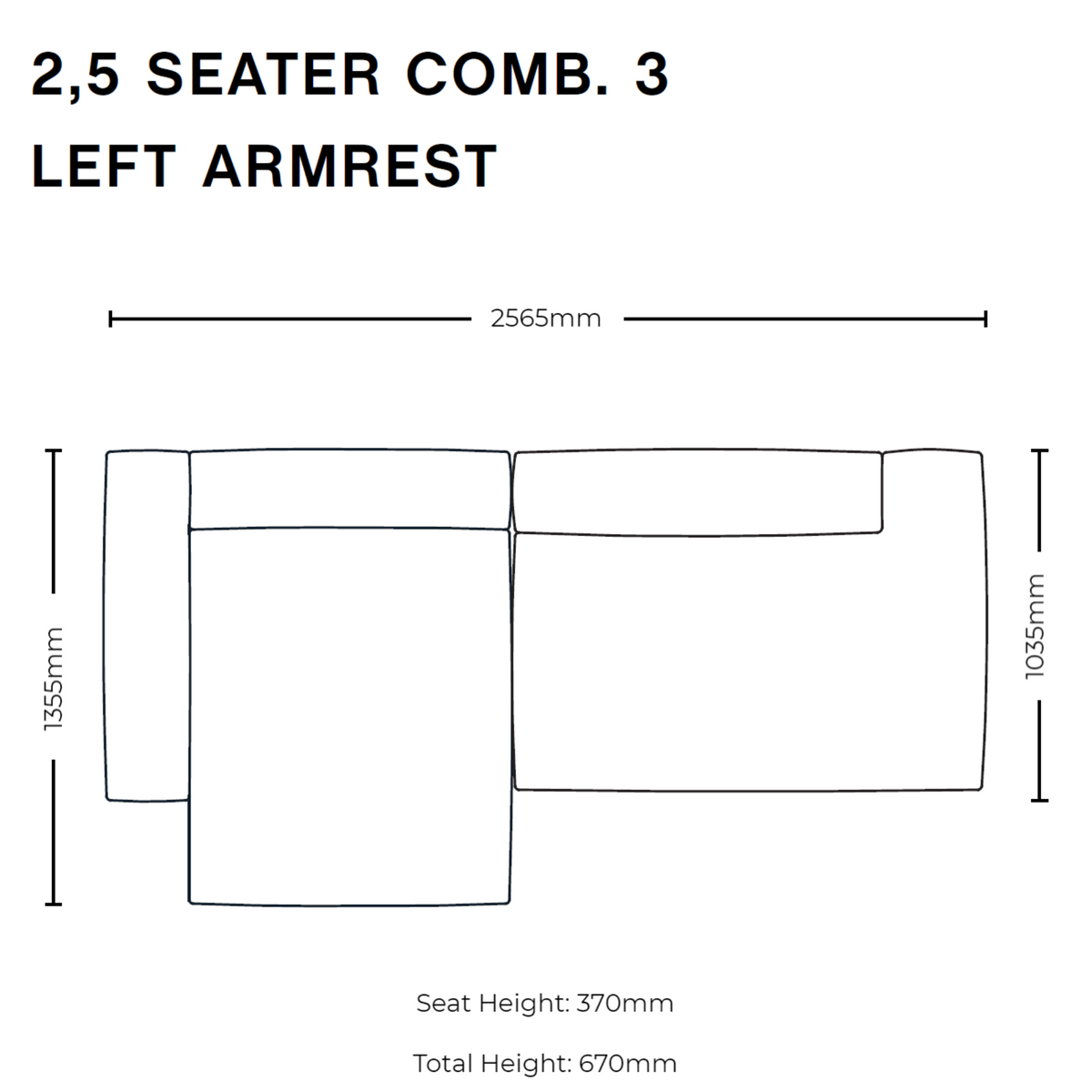 Dimensions for HAY Office Mags Fabric Corner Sofa