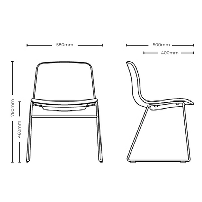 Dimensions for HAY About A Chair AAC 08 Stackable Chair with Black Powder Coated Base