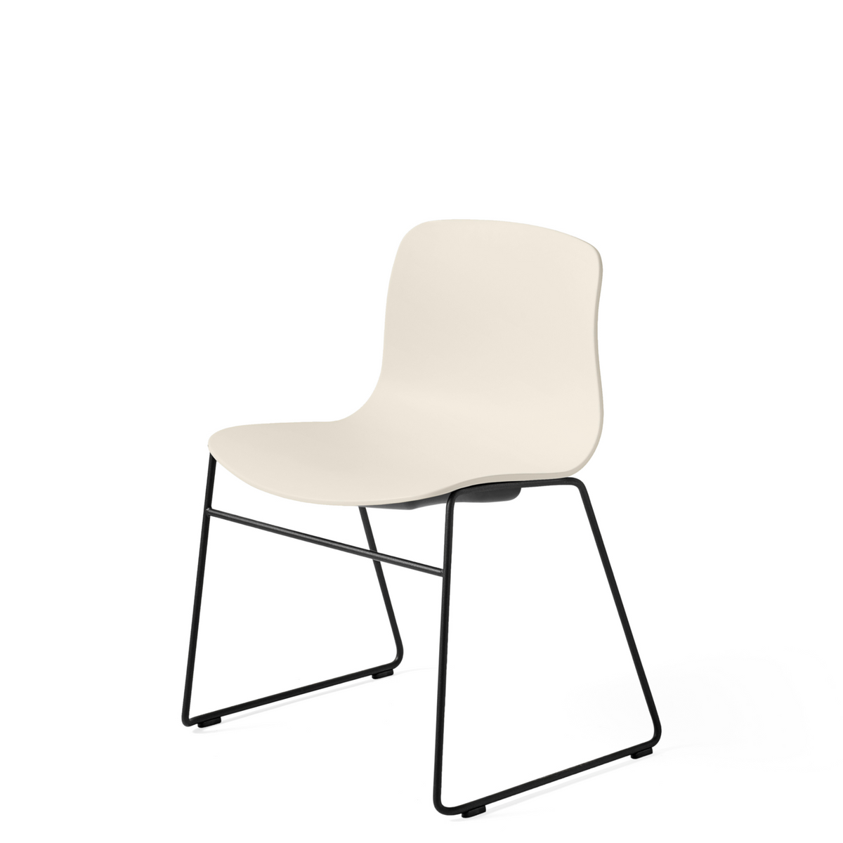 HAY About A Chair AAC 08 Cream White Stackable Chair with Black Powder Coated Base