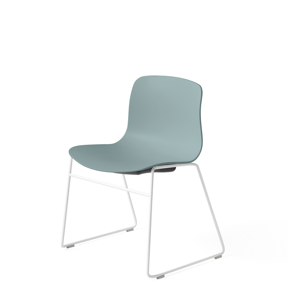HAY About A Chair AAC 08 Dusty Blue Stackable Chair with White Powder Coated Base