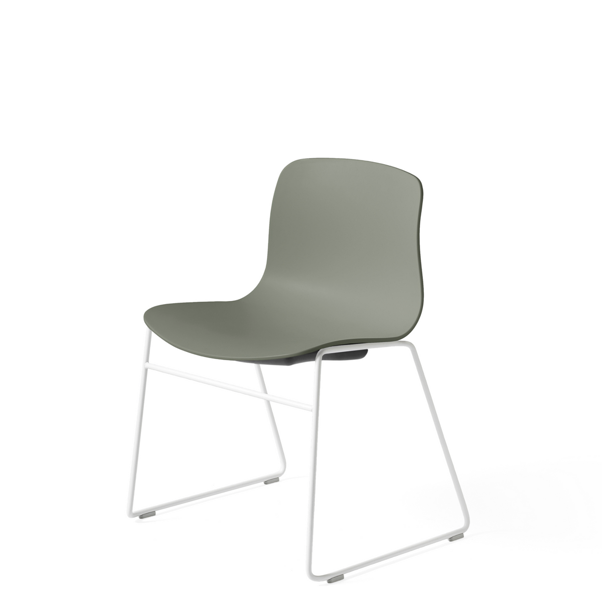 HAY About A Chair AAC 08 Dusty Green Stackable Chair with White Powder Coated Base