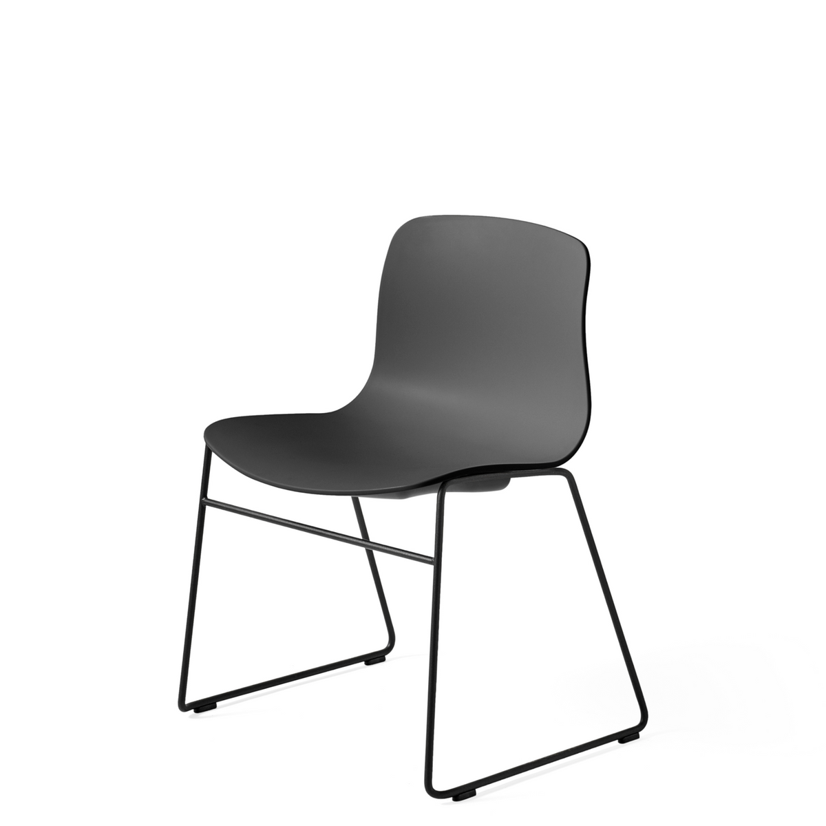 HAY About A Chair AAC 08 Soft Black Stackable Chair with Black Powder Coated Base