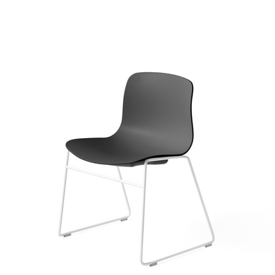 HAY About A Chair AAC 08 Soft Black Stackable Chair with White Powder Coated Base