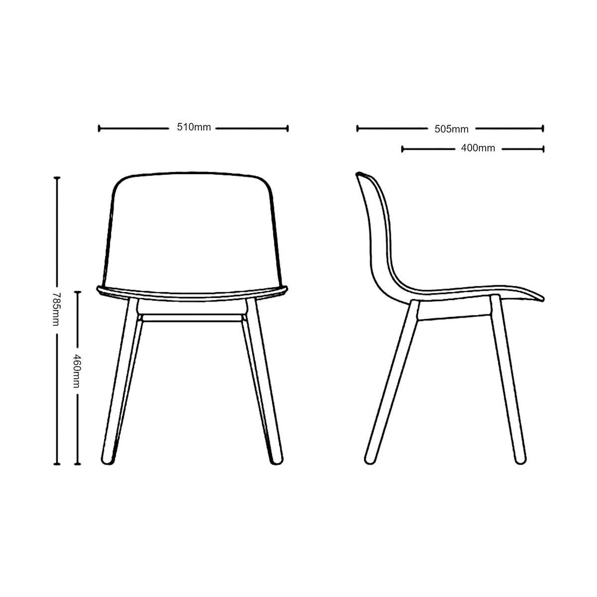 Dimensions for HAY About A Chair AAC12 Chair
