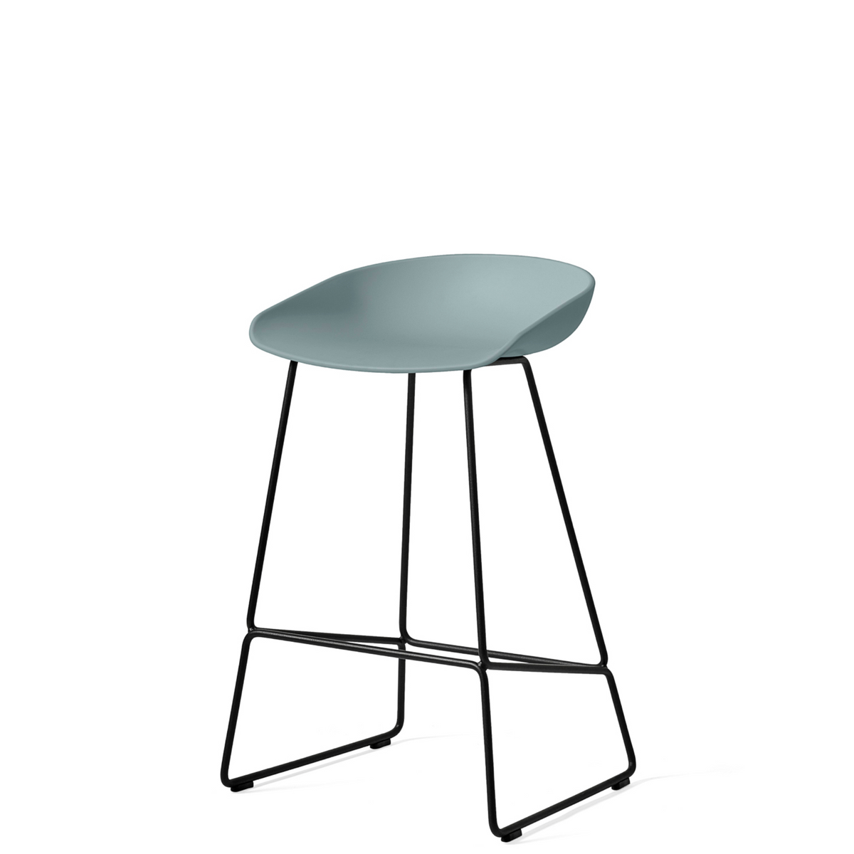HAY About A Stool AAS38 Dusty Blue with Black Powder Coated Solid Steel Base