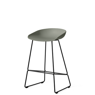 HAY About A Stool AAS38 Dusty Green with Black Powder Coated Solid Steel Base