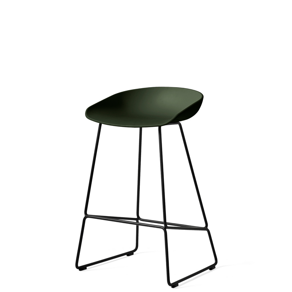 HAY About A Stool AAS38 Green with Black Powder Coated Solid Steel Base