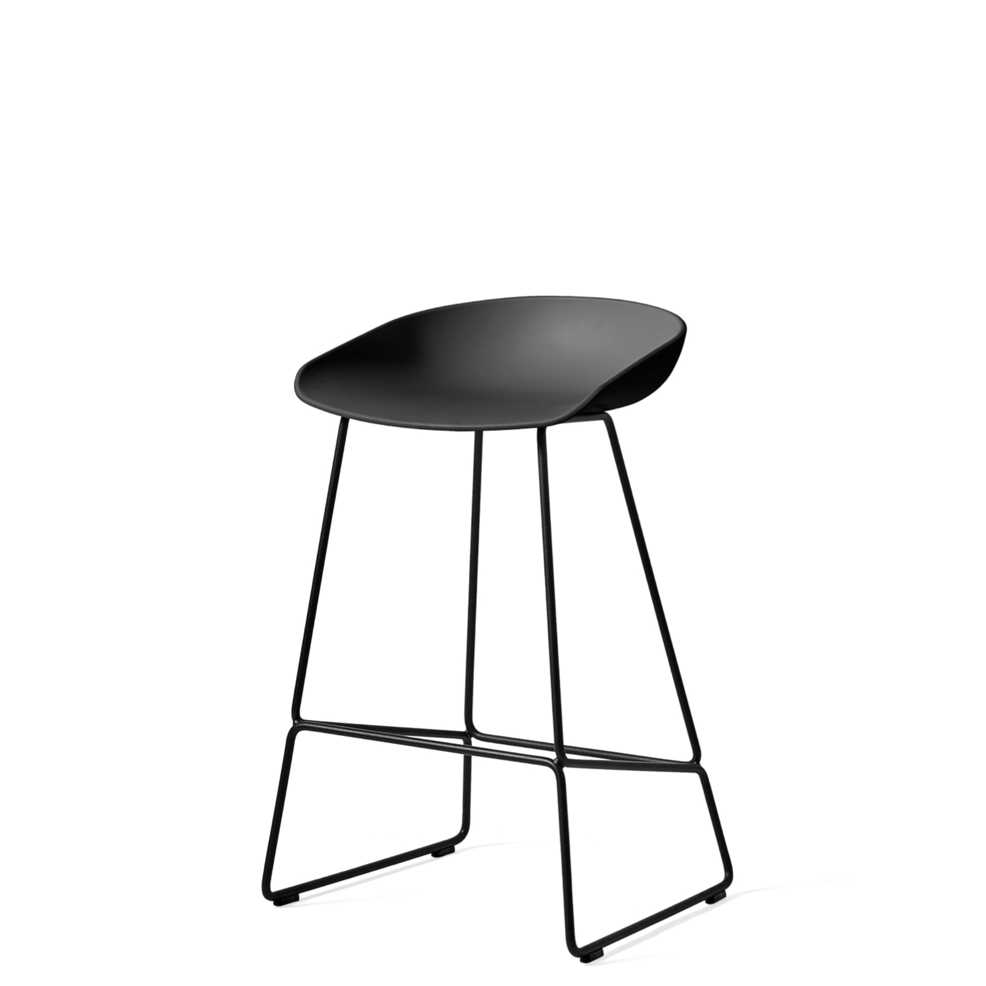 HAY About A Stool AAS38 Soft Black with Black Powder Coated Solid Steel Base 