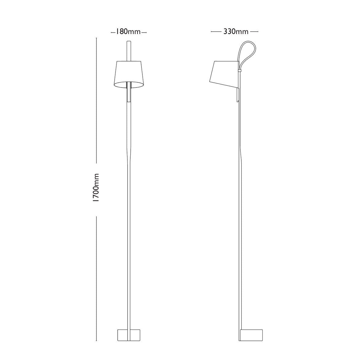 Dimensions for HAY Office Rope Trick Floor Lamp