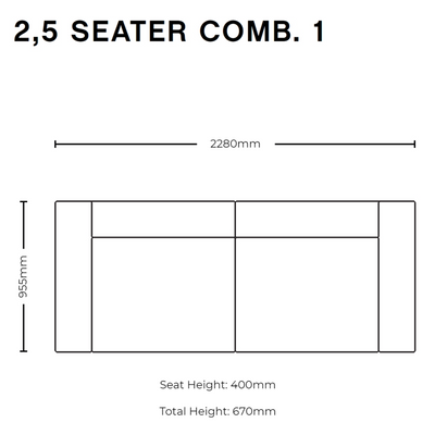 Dimensions for HAY Office Mags Fabric Sofa