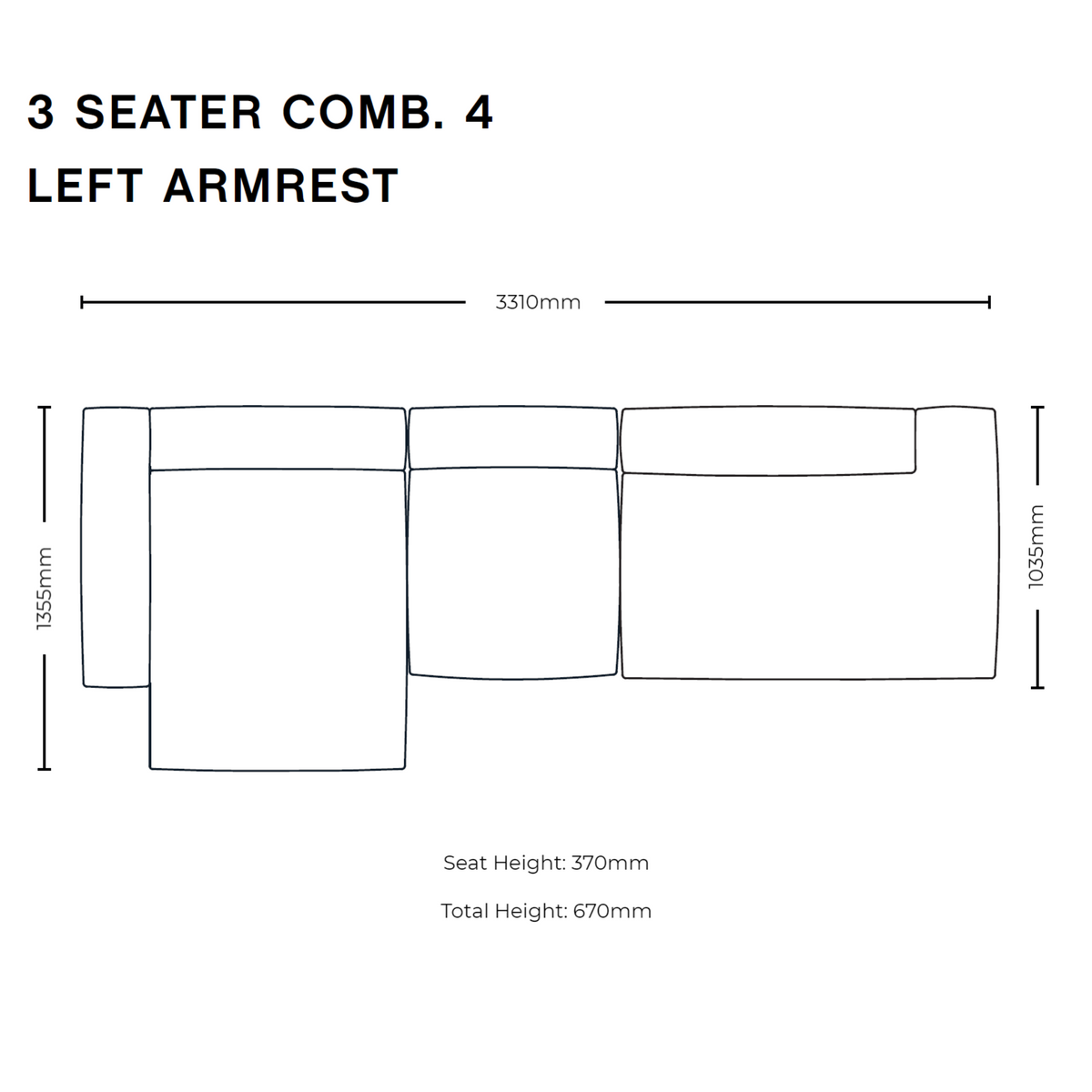 Dimensions for HAY Office Mags Soft Leather Sofa