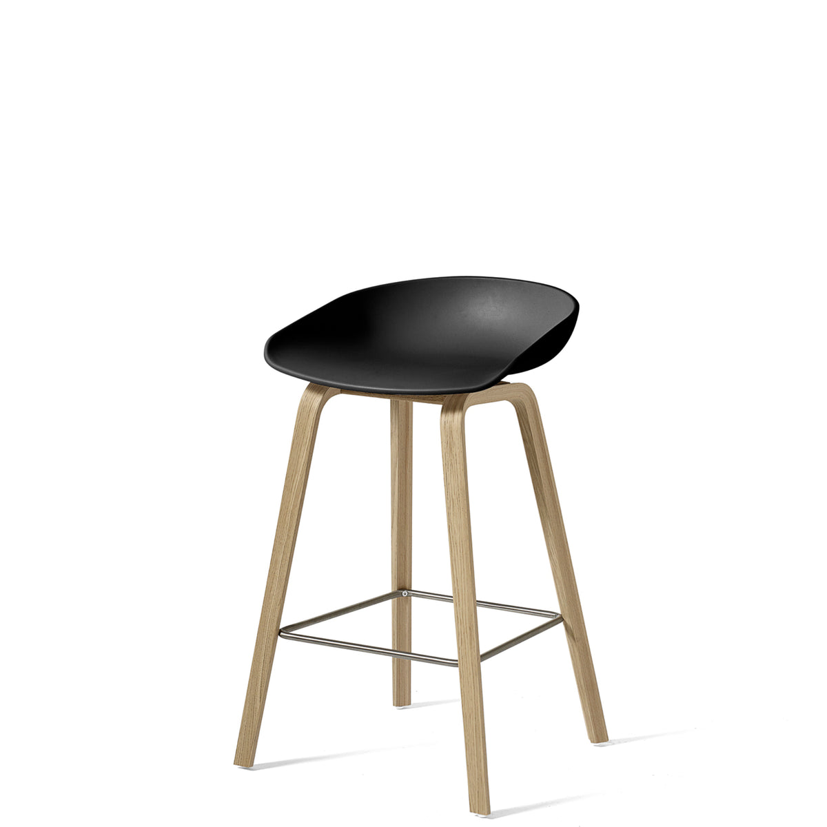 HAY About A Stool AAS32 750mm Black with Matt Lacquered Oak Base