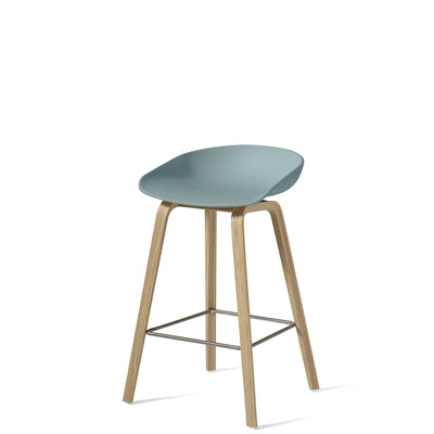 HAY About A Stool AAS32 750mm Dusty Blue with Matt Lacquered Oak Base