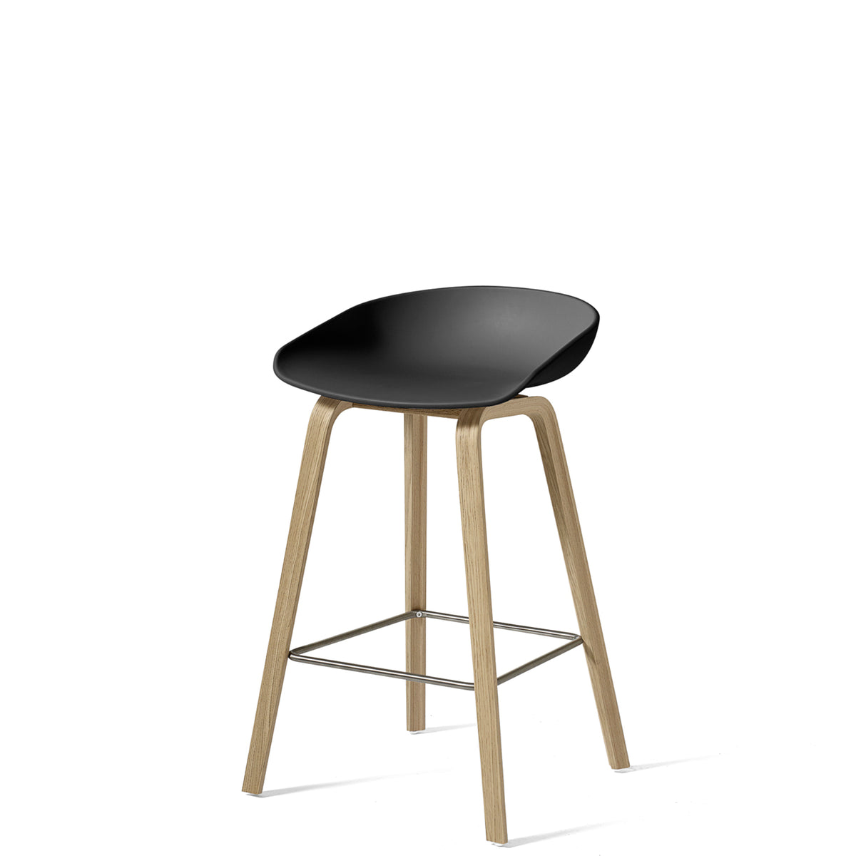 HAY About A Stool AAS32 750mm Soft Black with Matt Lacquered Oak Base