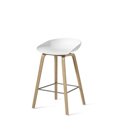HAY About A Stool AAS32 750mm White with Matt Lacquered Oak Base