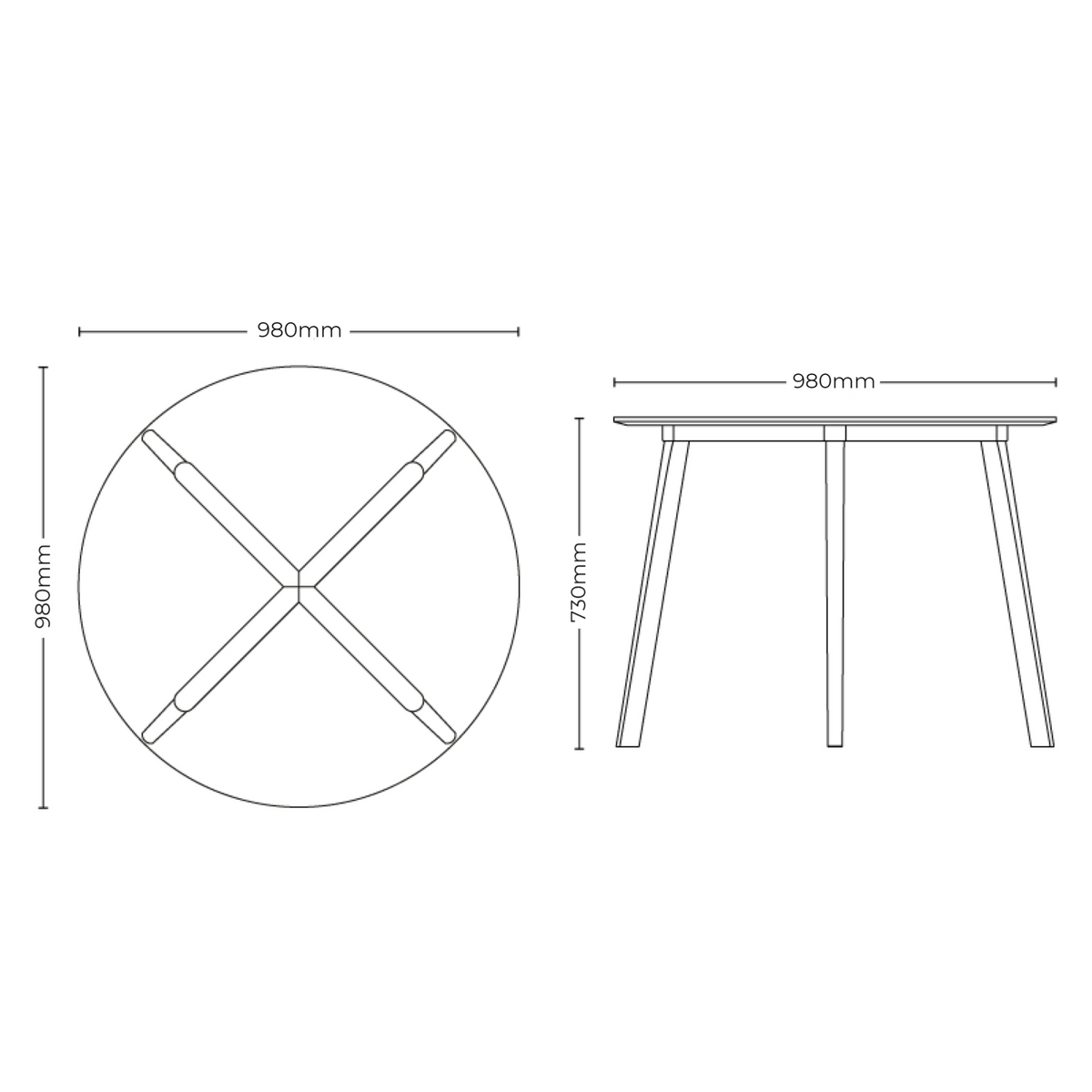 Dimensions for HAY Deux 220 Cafe Table