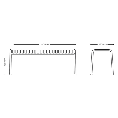 Dimensions for HAY Office Palissade Bench