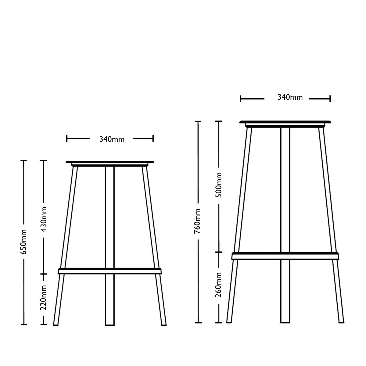 Dimensions for HAY Office Revolver Bar Stool