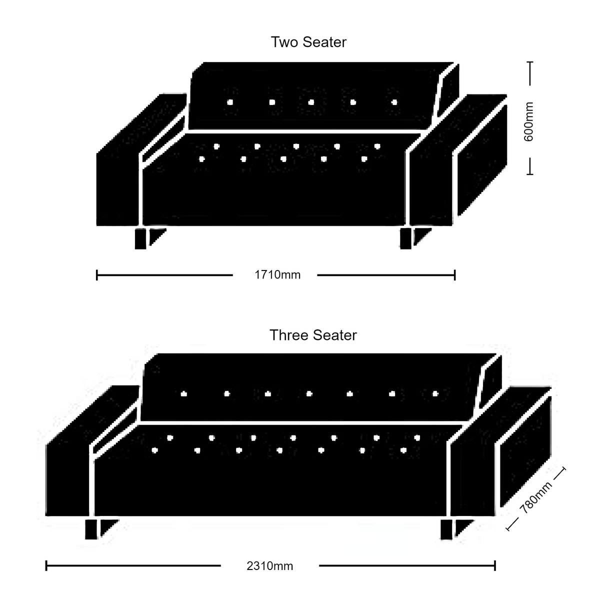 Dimensions for Hitch Mylius Office HM46 Abbey Two Seat Sofa Seating