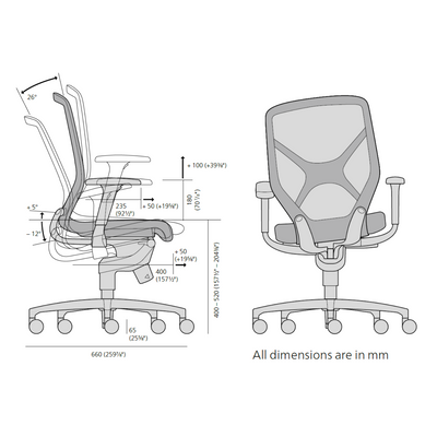 Dimensions for Wilkhahn Office IN Task Chair with Trimension®