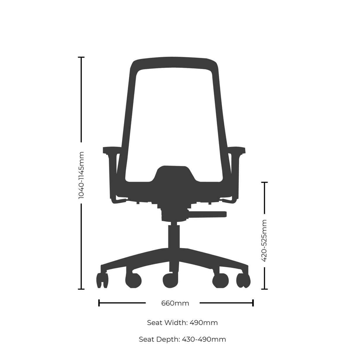 Dimensions for Interstuhl EVERYIS1 Office Task Chair 172E
