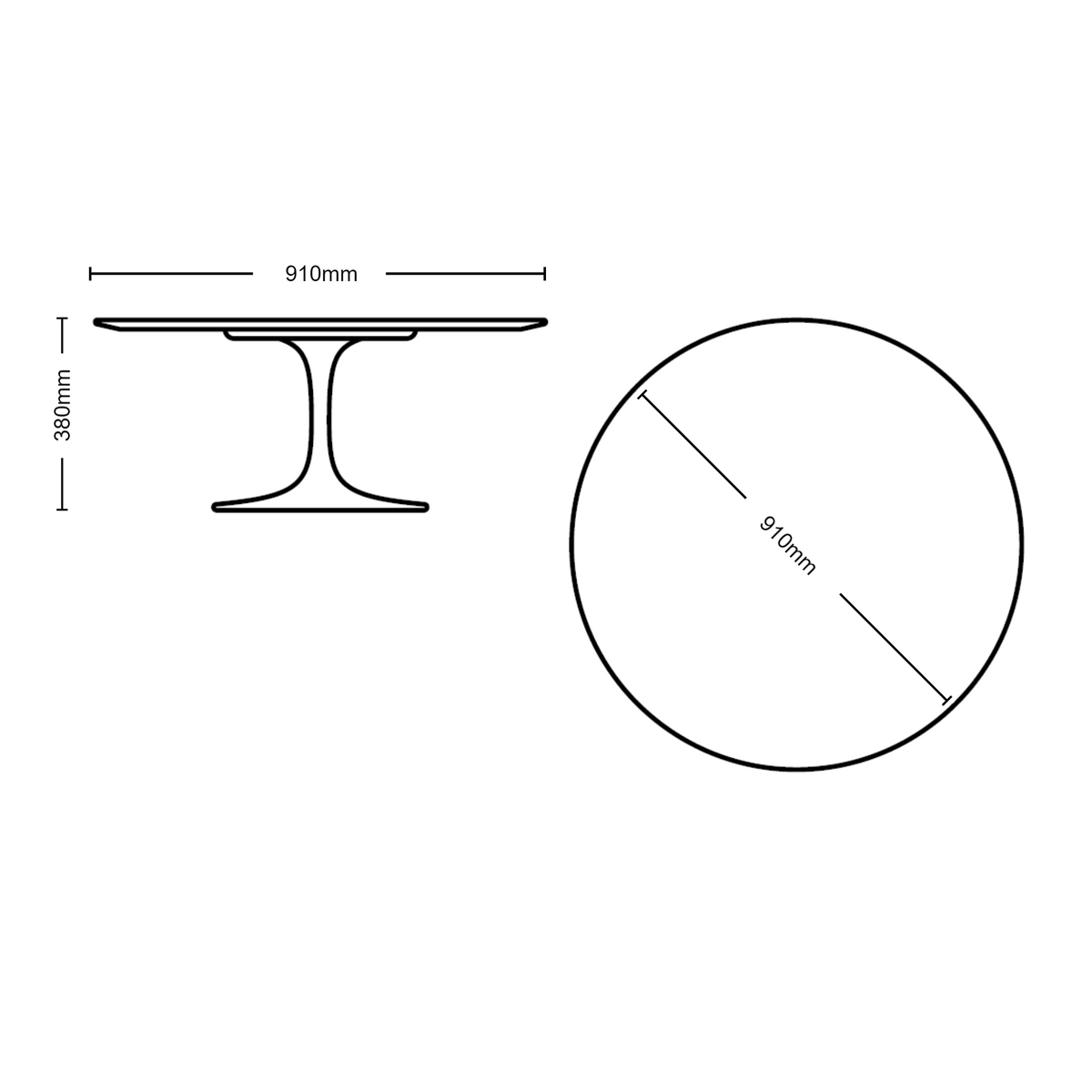 Dimensions for Knoll Saarinen Tulip Arabescato Marble Table