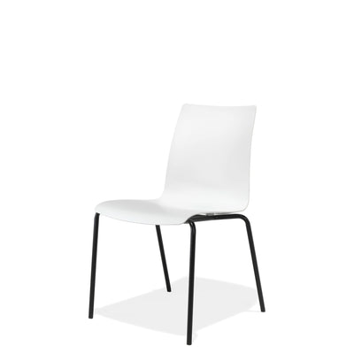 Kusch+Co Stackable White Chair with Black Powder Coated Base