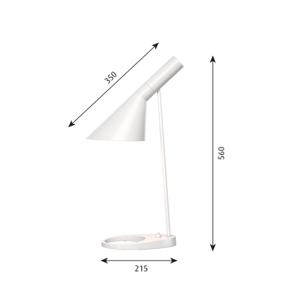 Dimensions of Louis Poulsen AJ Table Lamp by Arne Jacobsen