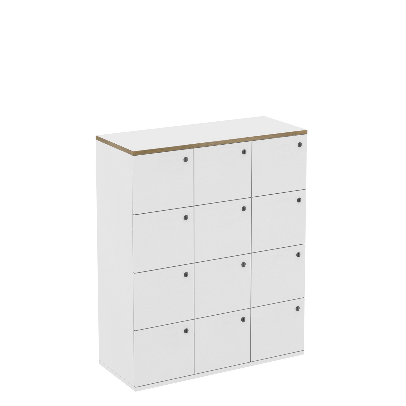 12 Door White Office Locker with Plywood Edge