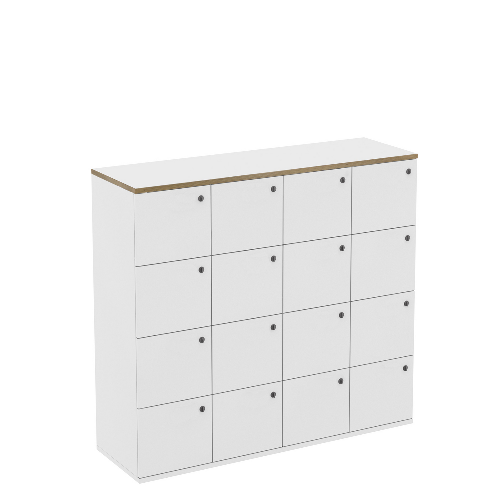 16 Door White Office Locker with Plywood Edge