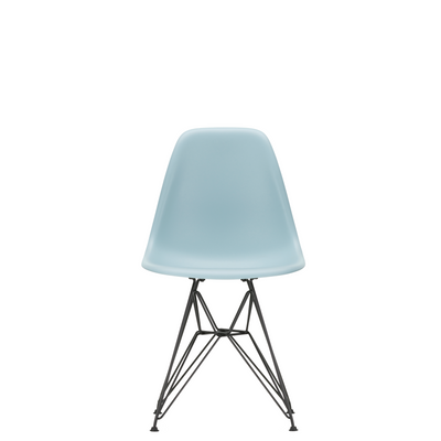 Vitra Eames Plastic Side Chair DSR Powder Coated for Outdoor Use Ice Grey Shell Black Powdercoated Base
