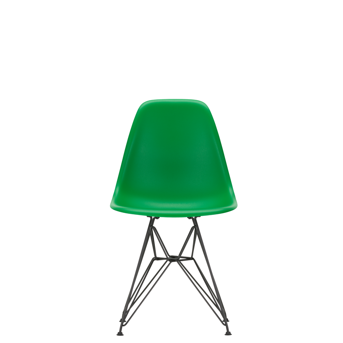 Vitra Eames Plastic Side Chair DSR Powder Coated for Outdoor Use Pale Green Shell Black Powdercoated Base