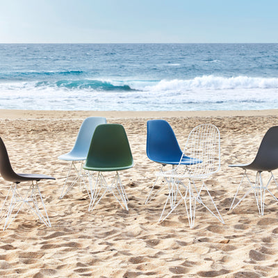 Vitra Eames Plastic Side Chair DSR Powder Coated for Outdoor Use. Beach Setting