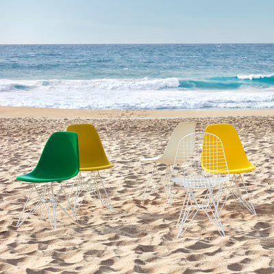 Vitra Eames Plastic Side Chair DSR Powder Coated for Outdoor Use. Seaside Setting