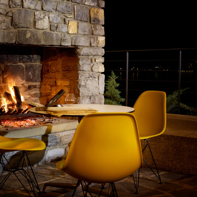 Vitra Eames Plastic Side Chair DSR Powder Coated for Outdoor Use. Outdoor Fire Setting