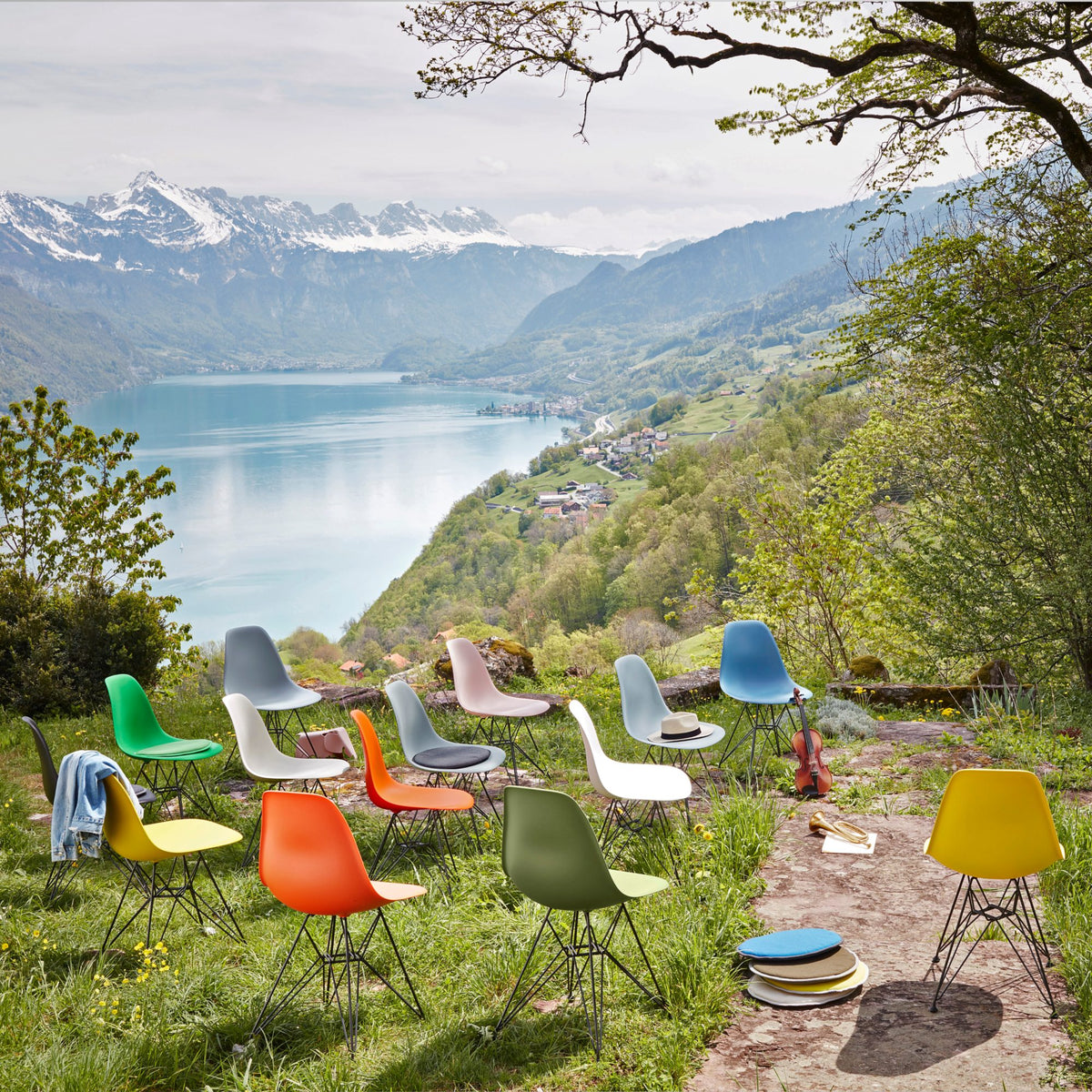 Vitra Eames Plastic Side Chair DSR Powder Coated for Outdoor Use. Garden Chairs Alps Setting