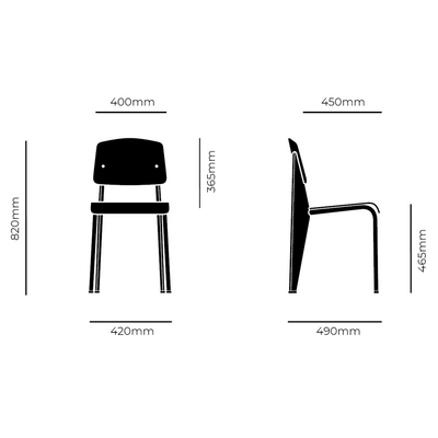 Dimensions for Vitra Office Standard SP by Jean Prouvé