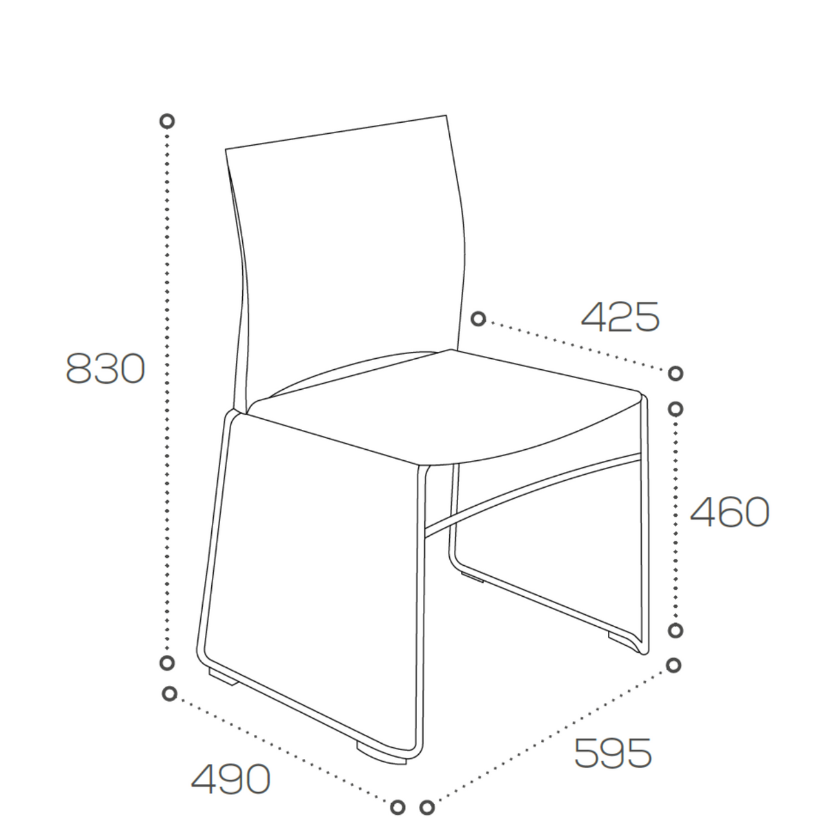 Dimensions for Connection Office Xpresso Stackable Chairs - Set of Four